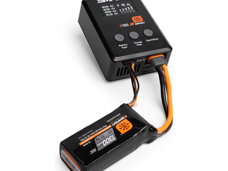 Spektrum Smart Powerstage: 810mAh 2S 50C LiPo Battery (IC2) / S100 Charger / 65W Power Supply