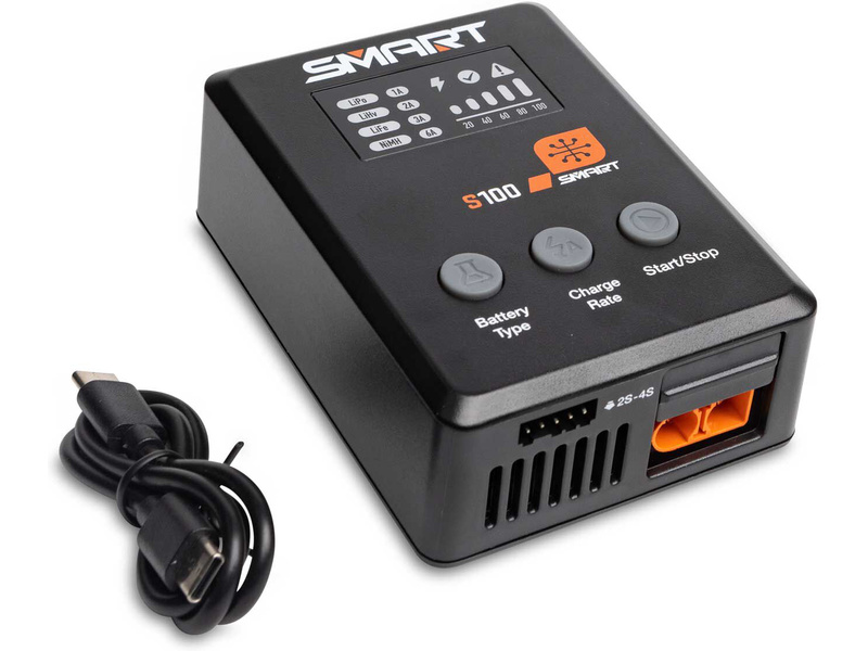 Spektrum Smart Powerstage: 810mAh 2S 50C LiPo Battery (IC2) / S100 Charger / 65W Power Supply