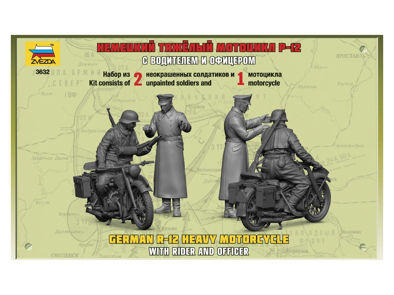 Zvezda německý motocykl R-12 s řidičem (1:35)