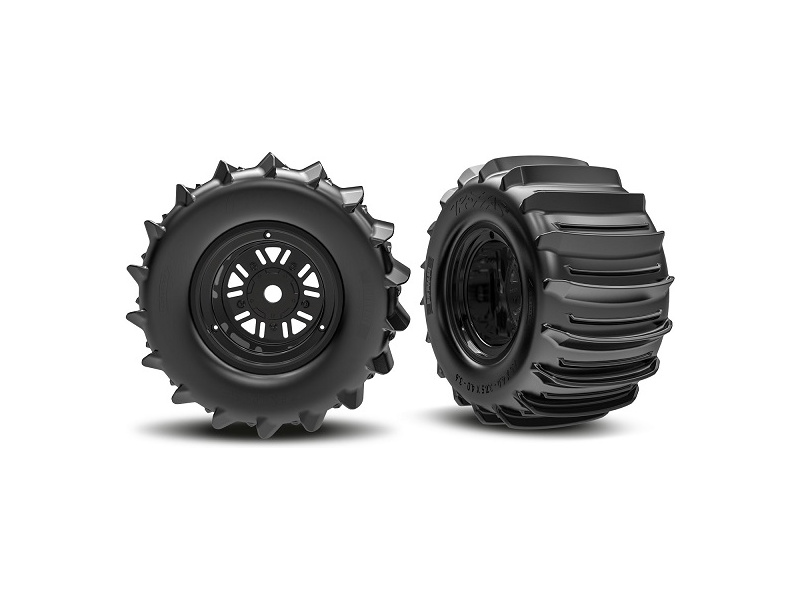 Traxxas kolo 3.6/4,7", disk Sand Car černý, pneu belted paddle (zadní) (pár)