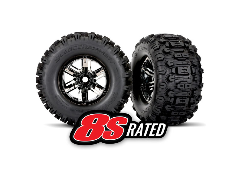 Traxxas kolo 4.3/5.7", disk černý chrom, pneu Sledgehammer (pár)