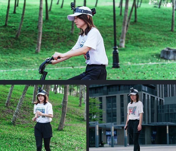 Hlavový pásek pro dvě akční kamery