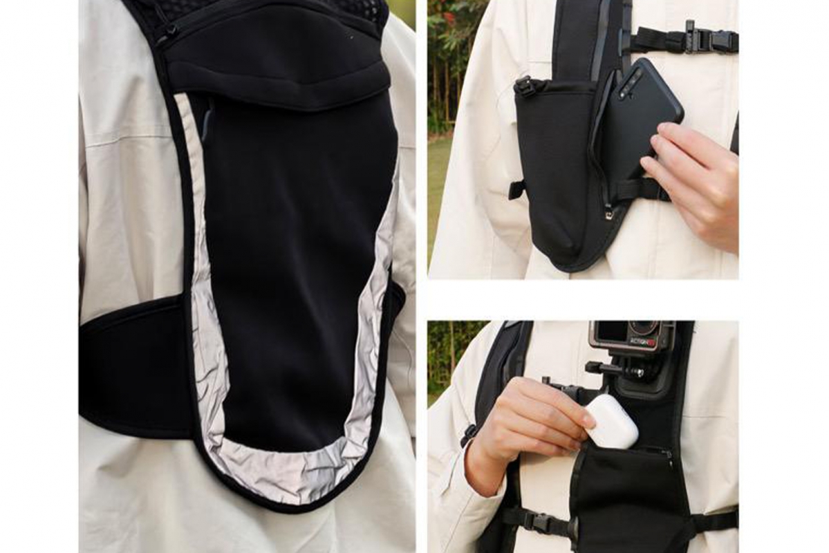 Turistická multifunkční vesta pro akční kamerou