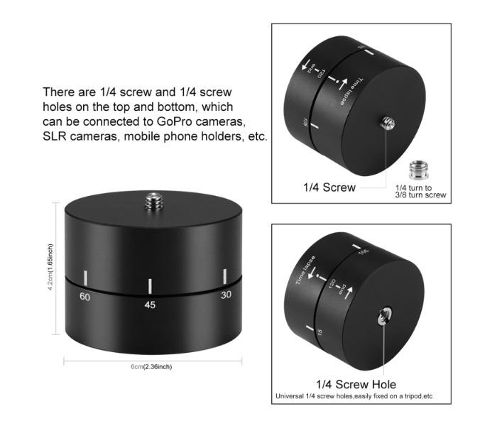 Adaptér s rotací 360 stupňů a časosběrným snímáním 120 minut pro akční kamery