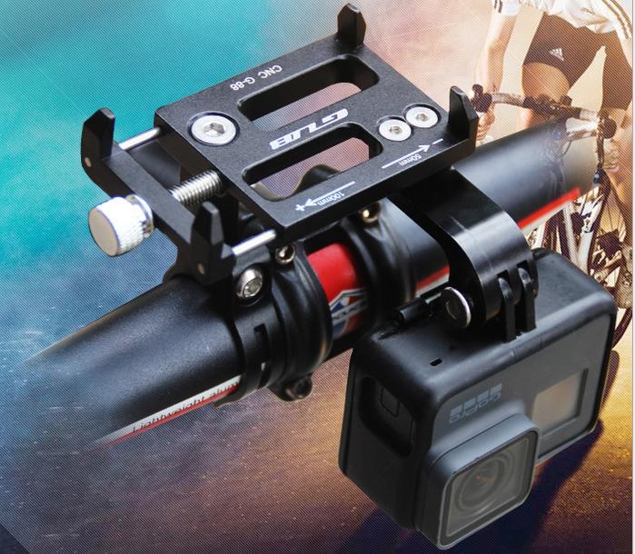 Držák smartphonu a fotoaparátu z hliníkové slitiny na řídítkách kola(Silver)