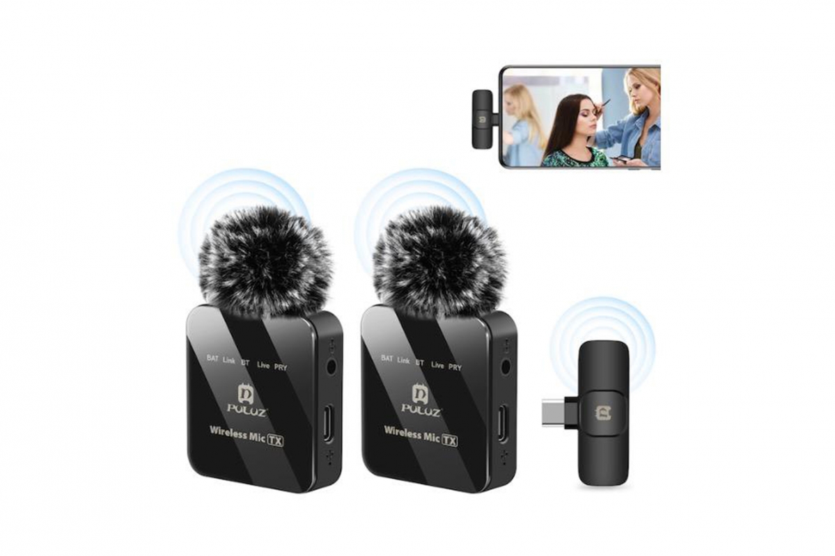 PULUZ - Bezdrátový klopový mikrofon 2v1 2,4 GHz Type-C (vč. baterie)