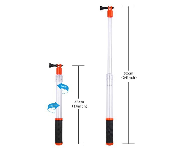 Voděodolná prodlužovací tyč pro akční kamery
