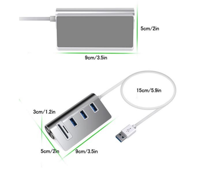 Dokovací stanice / čtečka karet 5v1 z hliníkové slitiny (USB 3.0)
