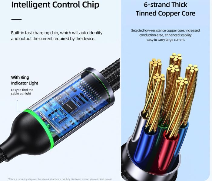 3v1 pravoúhlý 66W rychlý nabíjecí a datový kabel (L + C + M)