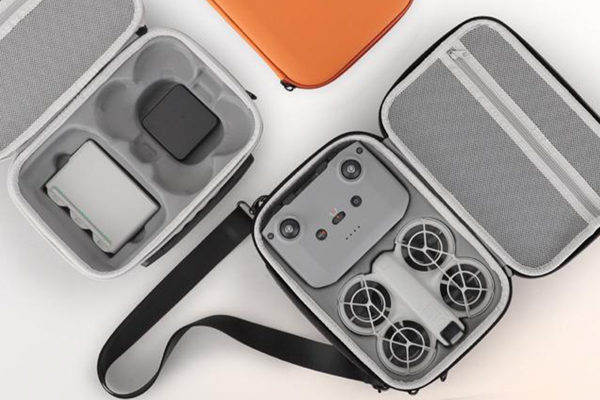 DJI NEO - Kožené dvouvrstvé pouzdro s popruhem přes rameno (šedé)