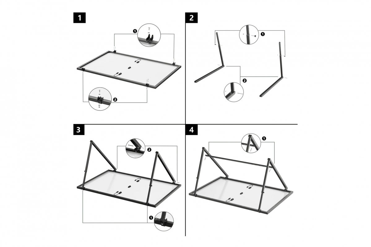 EcoFlow víceúčelový nastavitelný držák pro 400W/450W/520W pevný panel - ocelový