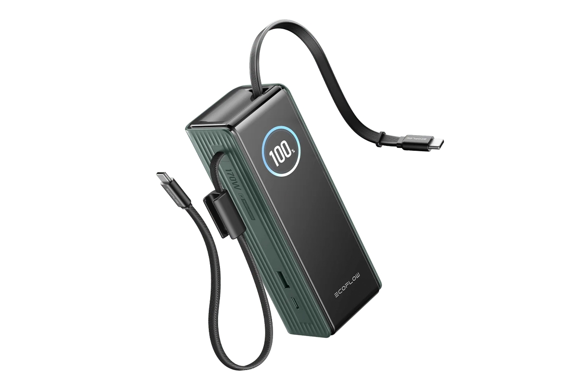 EcoFlow RAPID Power Banka (25000mAh,170W) 2x100W vestavěný USB-C kabel - zelená