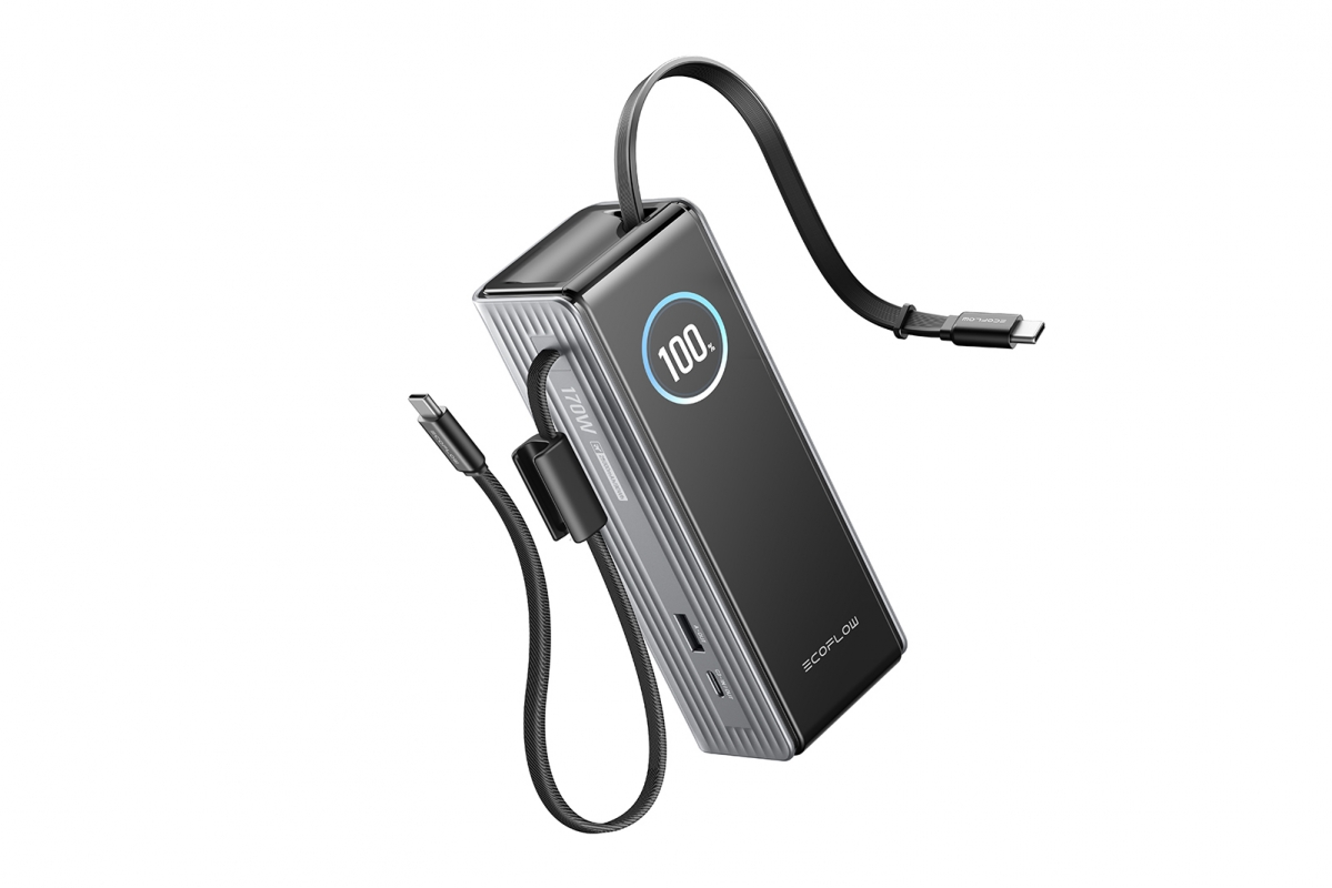 EcoFlow RAPID Power Banka (25000mAh,170W) 2x100W vestavěný USB-C kabel - stříbrná