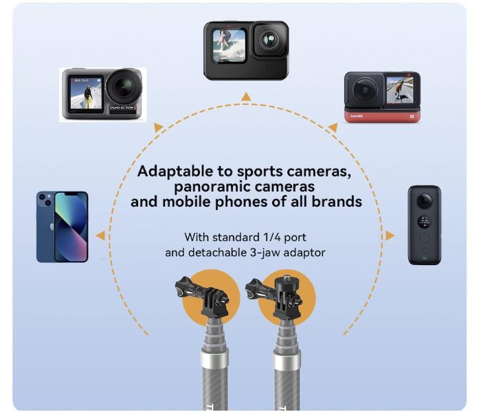 TELESIN - Prodlužující selfie tyč na kameru Insta360 X3 / X2 / One RS (1,2m)