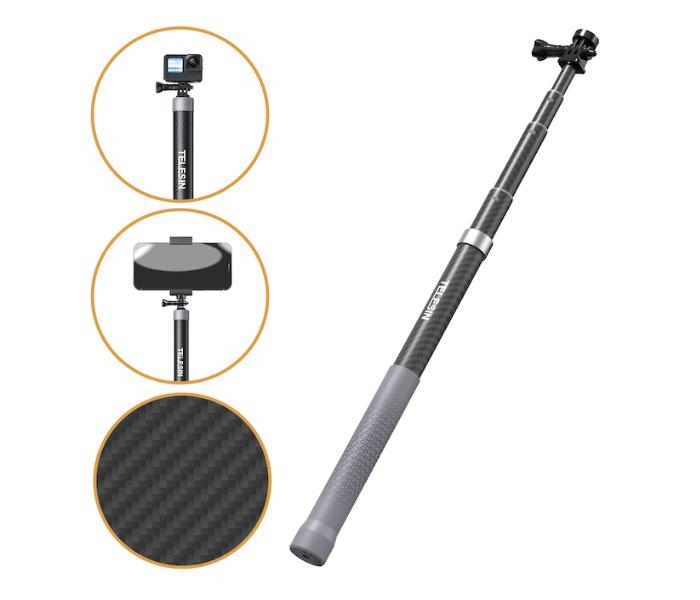 TELESIN - Prodlužující selfie tyč na kameru Insta360 X3 / X2 / One RS (1,2m)