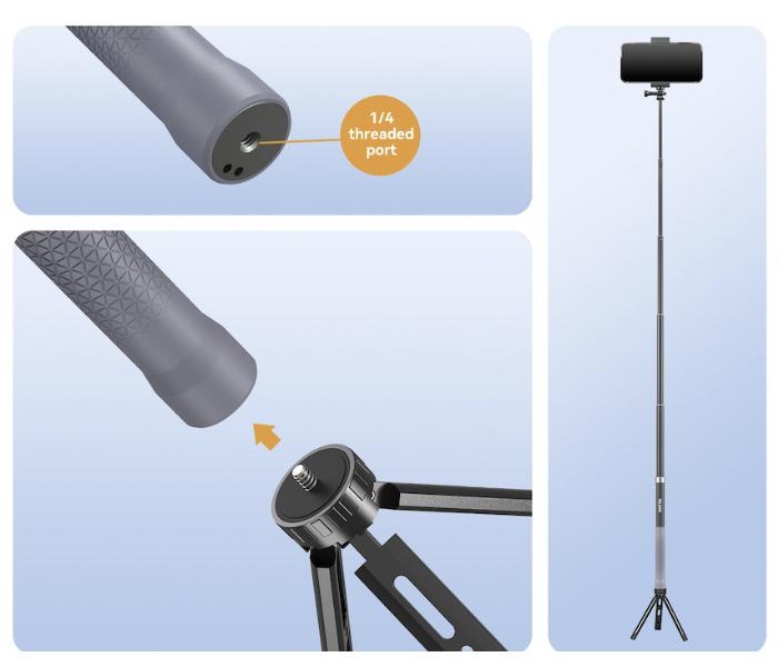 TELESIN - Prodlužující selfie tyč na kameru Insta360 X3 / X2 / One RS (1,2m)