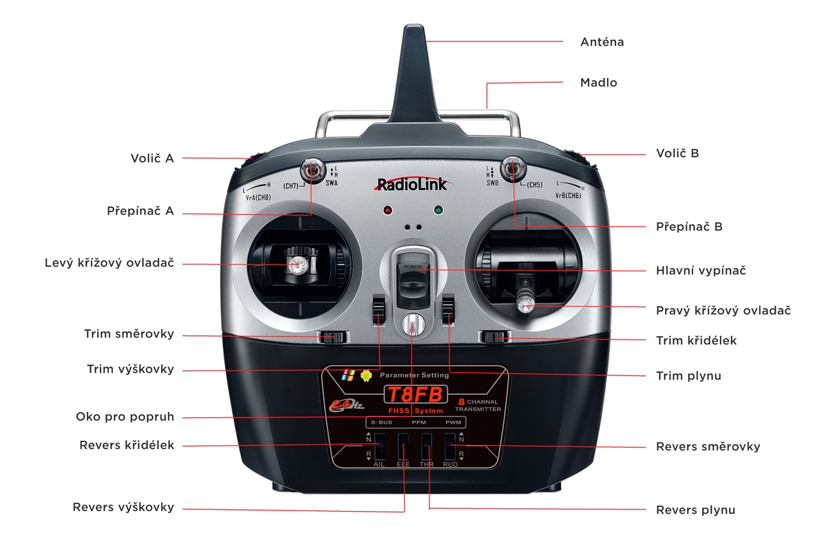 Vysílač T8FB BT s přijímačem R8EF,