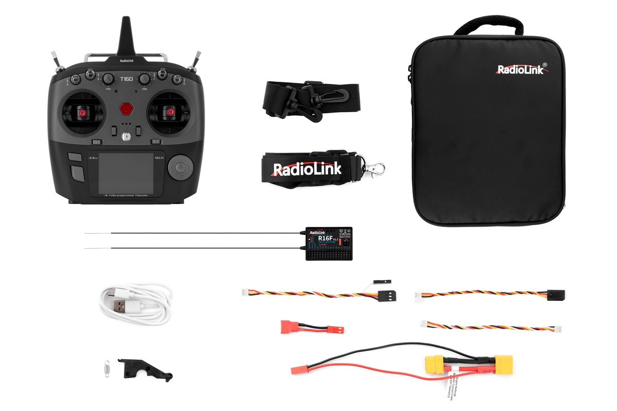 Vysílač T16D s přijímačem R16F,