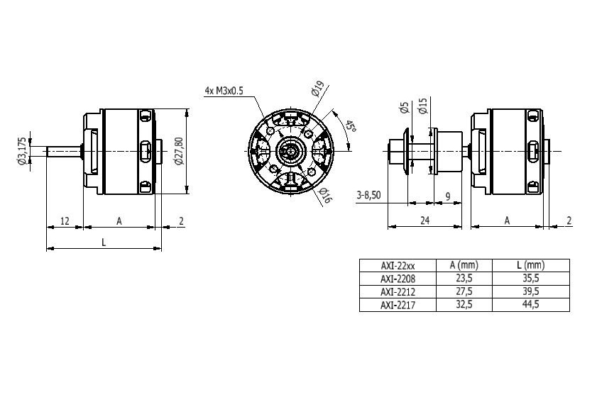 AXI 2208/26 V3 střídavý motor