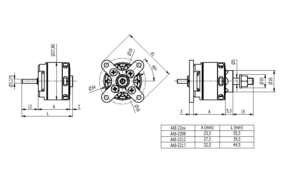 AXI 2208/26 V3 střídavý motor