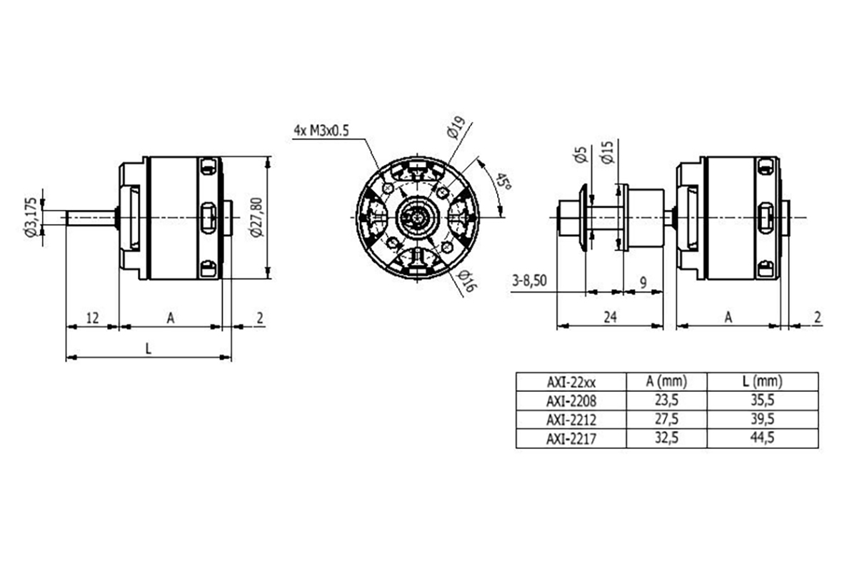 AXI 2212/12 V3 střídavý motor