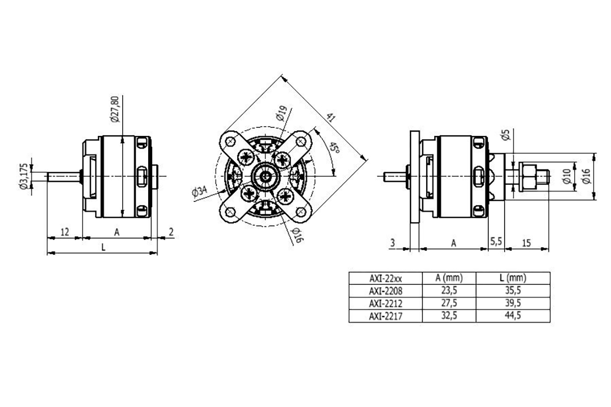 AXI 2212/34 V3 střídavý motor