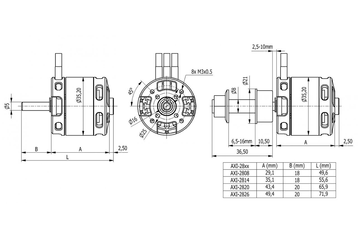 AXI 2826/8 V3 střídavý motor