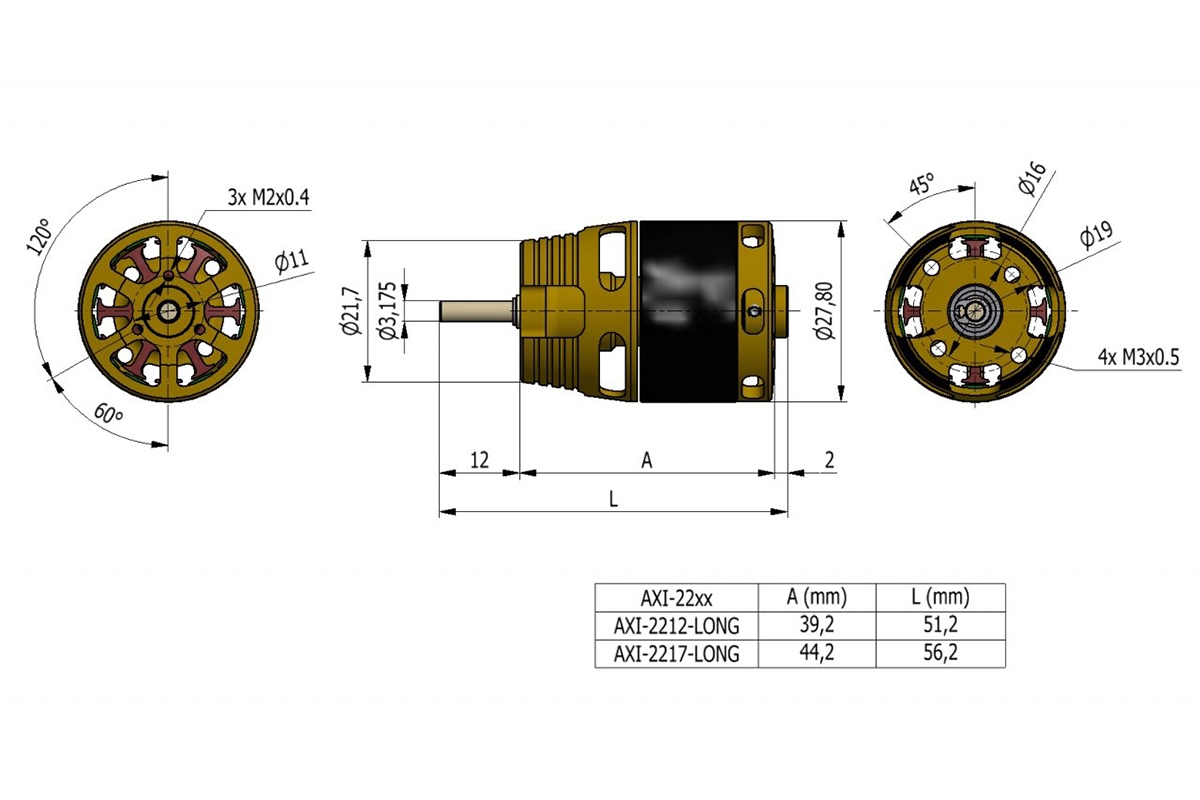 AXI 2217/16 V3 LONG střídavý motor
