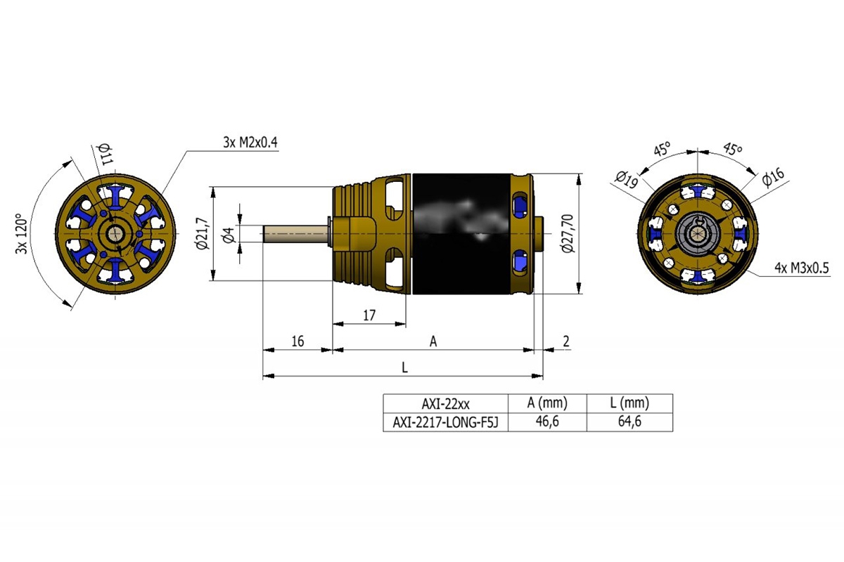 AXI 2217/20 V3 LONG F5J střídavý motor