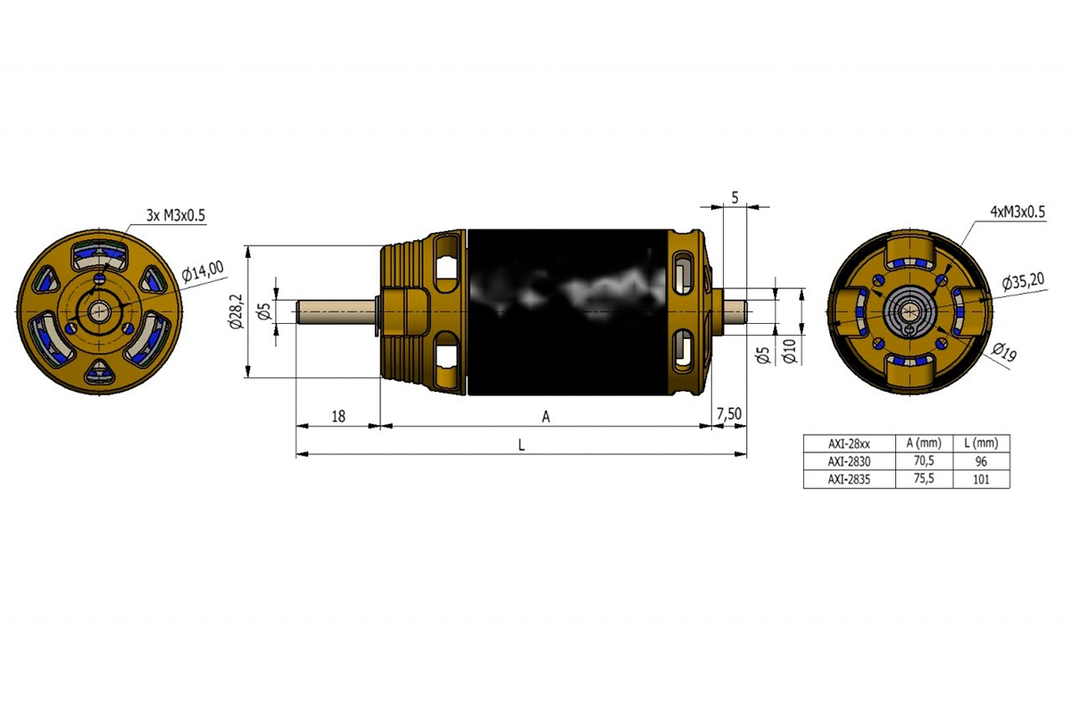 AXI 2830/12 V3 LONG střídavý motor