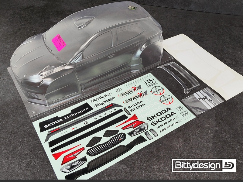 Karoserie čirá ŠKODA Fabia RS Rally2 1/10 rally 190mm, tvrdá 1,2 mm