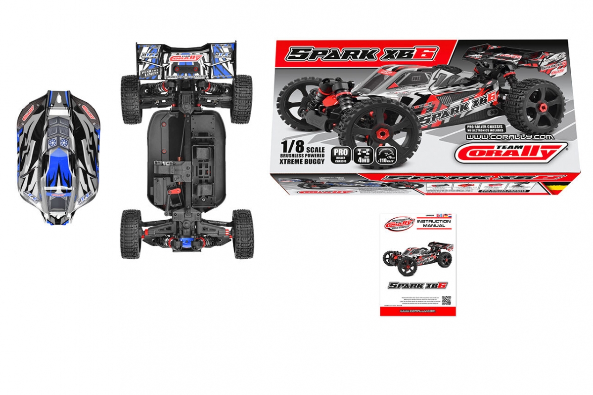 SPARK XB-6 - BUGGY 4WD - ROLLER šasi - bez elektroniky - modrá