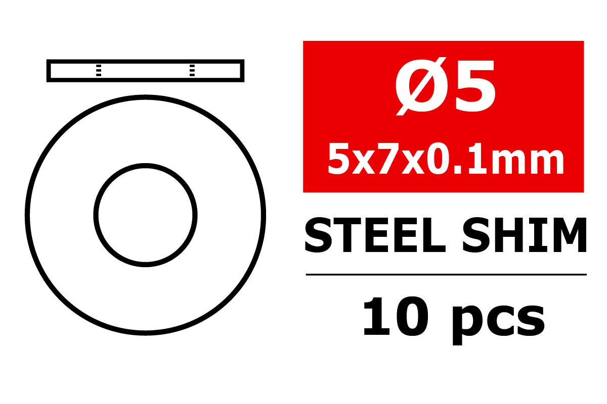 Ocelové vymezovací podložky/shim - 5x7x0,1mm - 10 ks.,