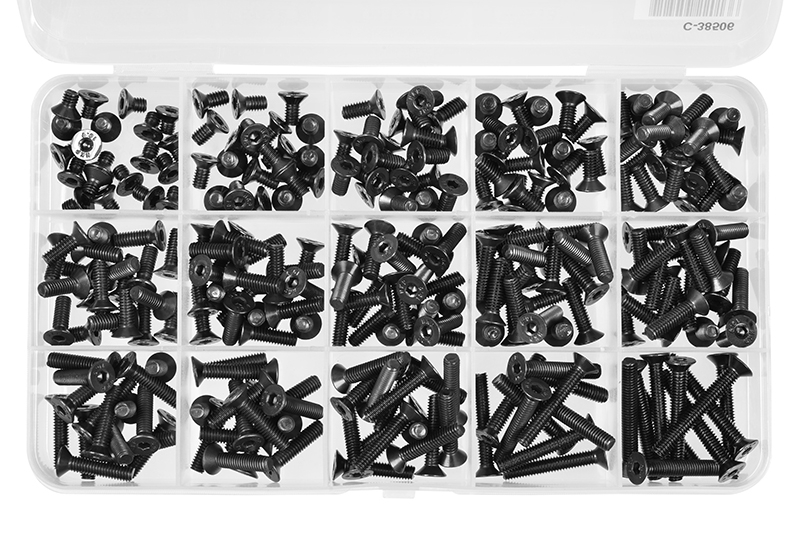 Imbus šrouby s zápustnou hlavou - sada/box - M4 - ocelové černé, 265 ks.