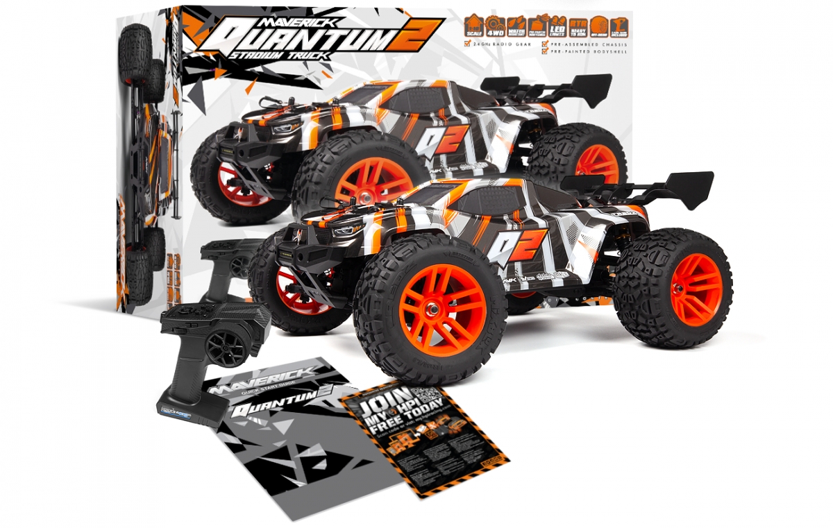Quantum2 XT 1/10th Stadium Truck - Oranžový