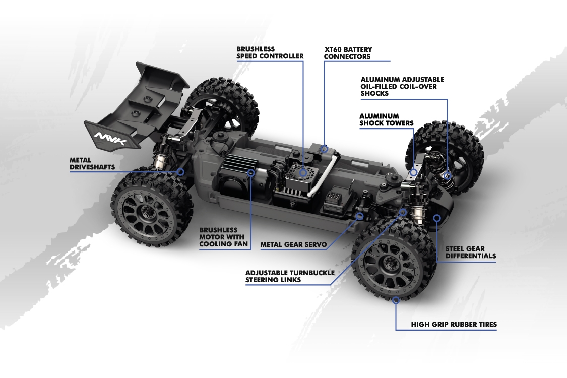Buggy QByte XB Flux 1/12 – modrá