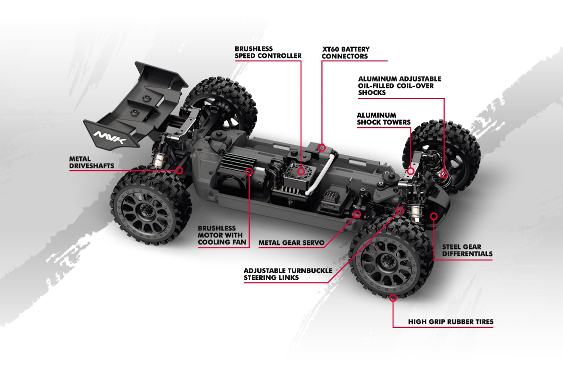 Buggy QByte XB Flux 1/12 – červená