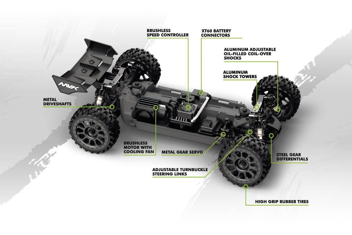 Buggy QByte XB Pro 1/12 – fluorescenční zelená