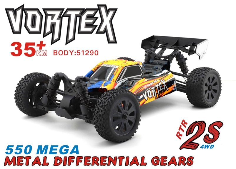 HSP Vortex 1/10 2,4 GHz Brushed Buggy, Oranžová