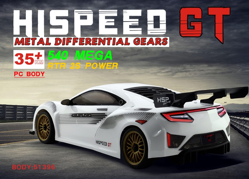 HSP GT 1/10 2,4 GHz Brushed On-road, Bílý