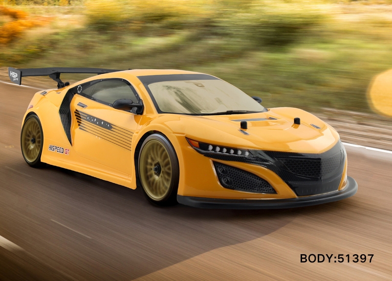HSP GT PRO 1/10 2,4 GHz Brushless On-road, Žlutý