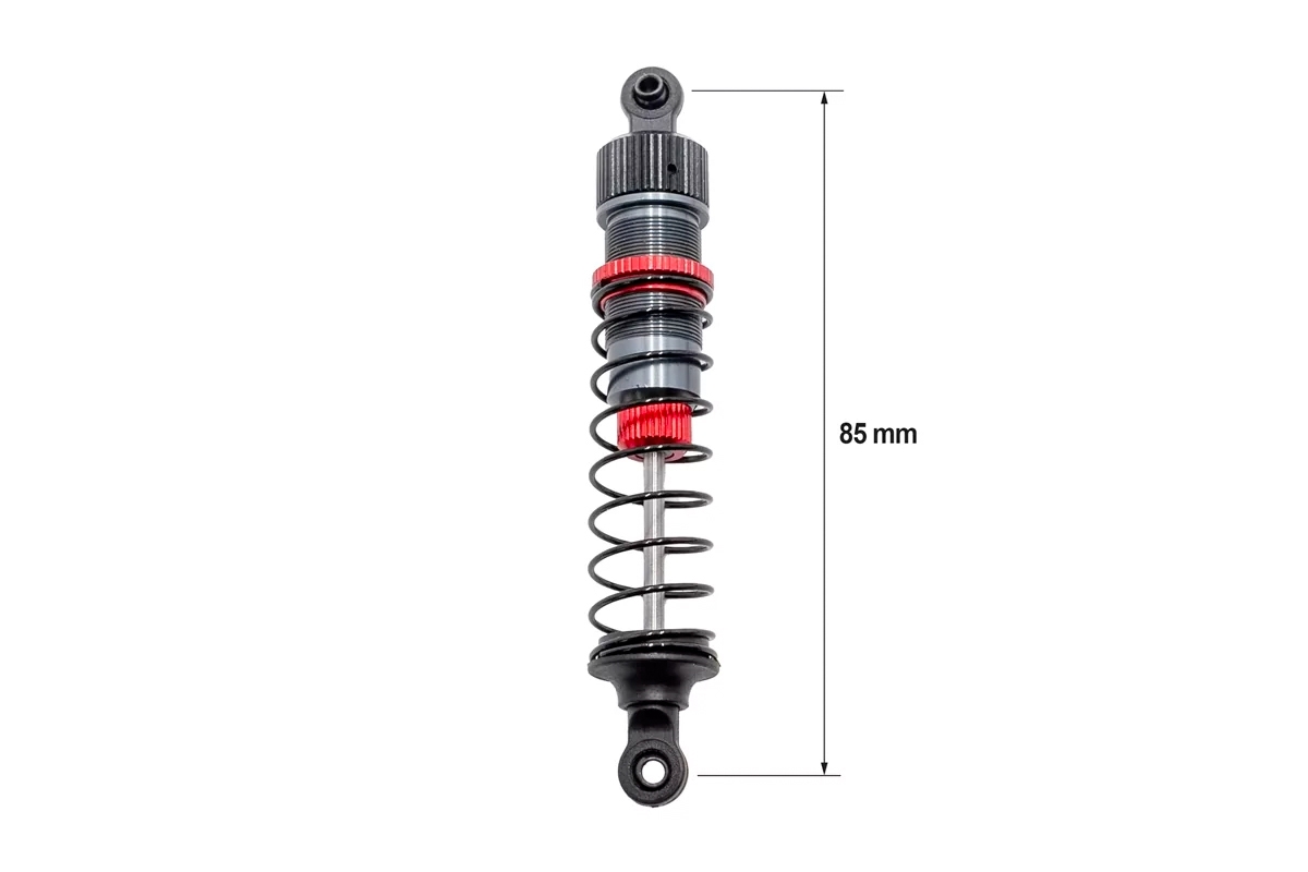 1/12 85mm Hliníkové olejové tlumiče kompletní vč. 3 sad pružin (H/S/M), 4 ks