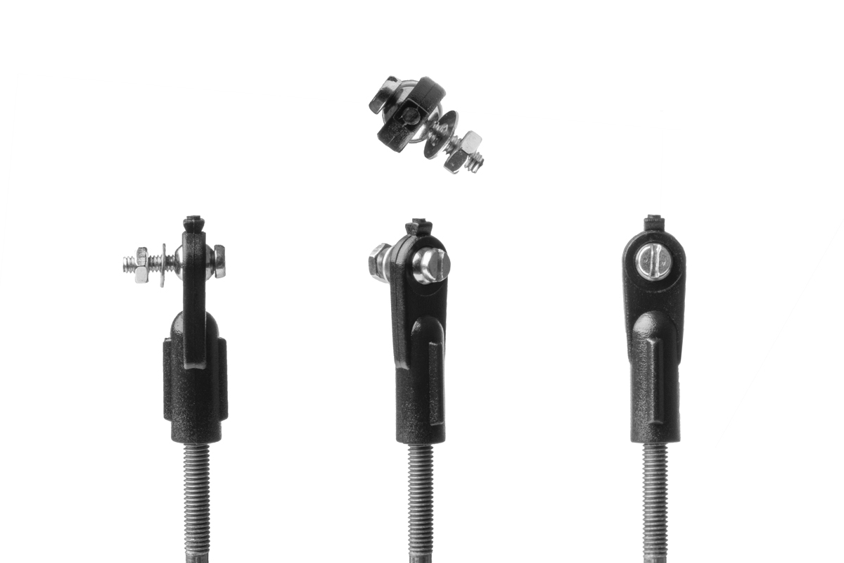 Plastový kloubek M2,5 s mosaznou kuličkou a ocelovým táhlem, 10 ks.