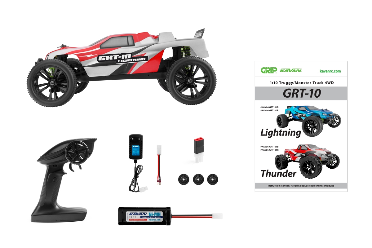 KAVAN GRT-10 Lightning 2,4 GHz 4WD Truggy 1:10 - Červený - RTR