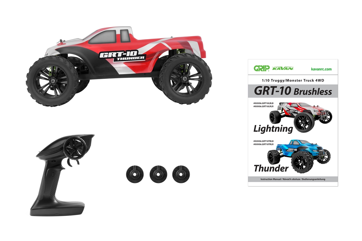 KAVAN GRT-10 Thunder Brushless 2,4 GHz 4WD Monster Truck 1:10 - Červený