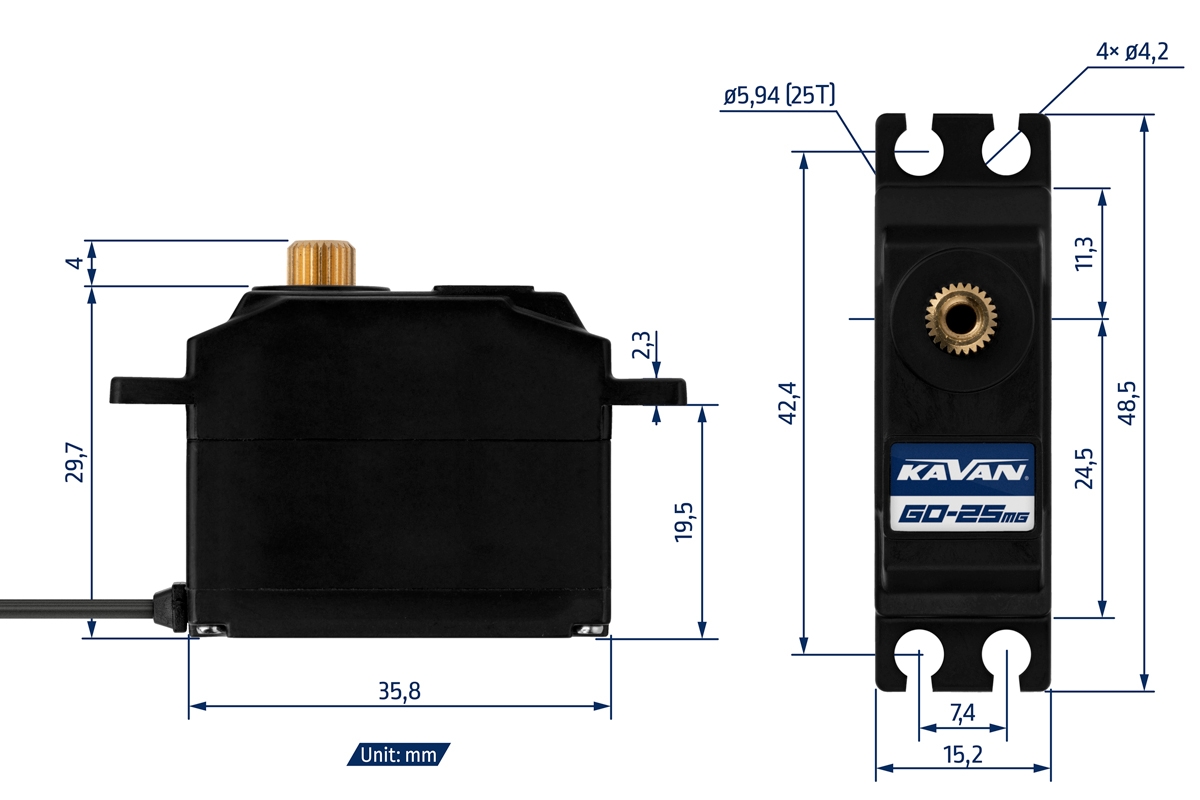 GO-25MG digitální miniservo (0.065s/60°, 6kg.cm),