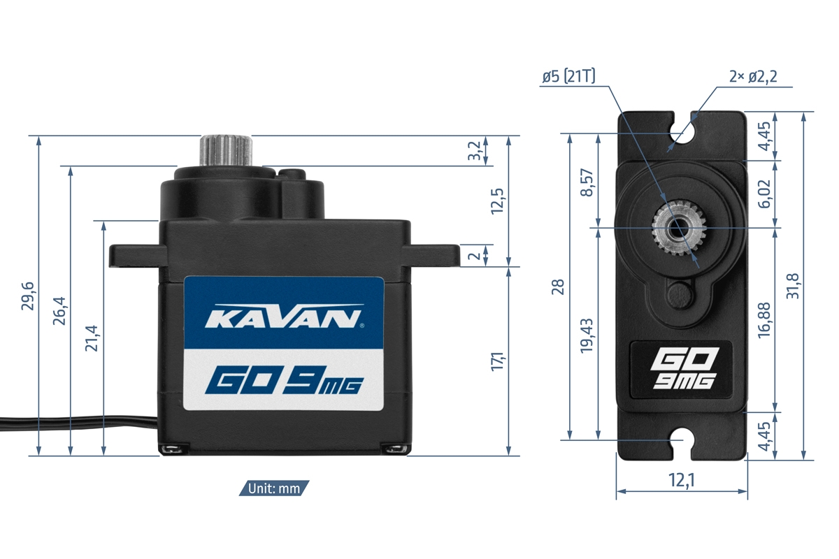 GO-9MG (0.11s/60°, 2.2kg.cm),