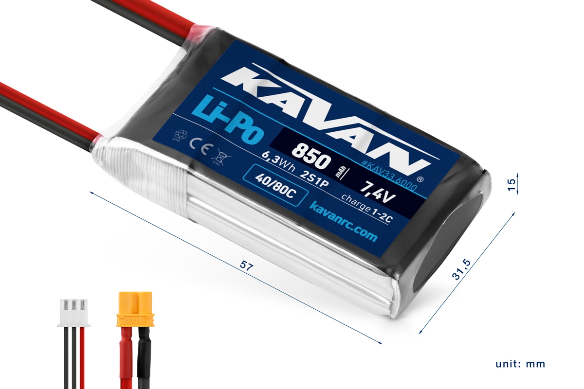 KAVAN Li-Po 850mAh/7,4V 40/80C 6,3Wh,