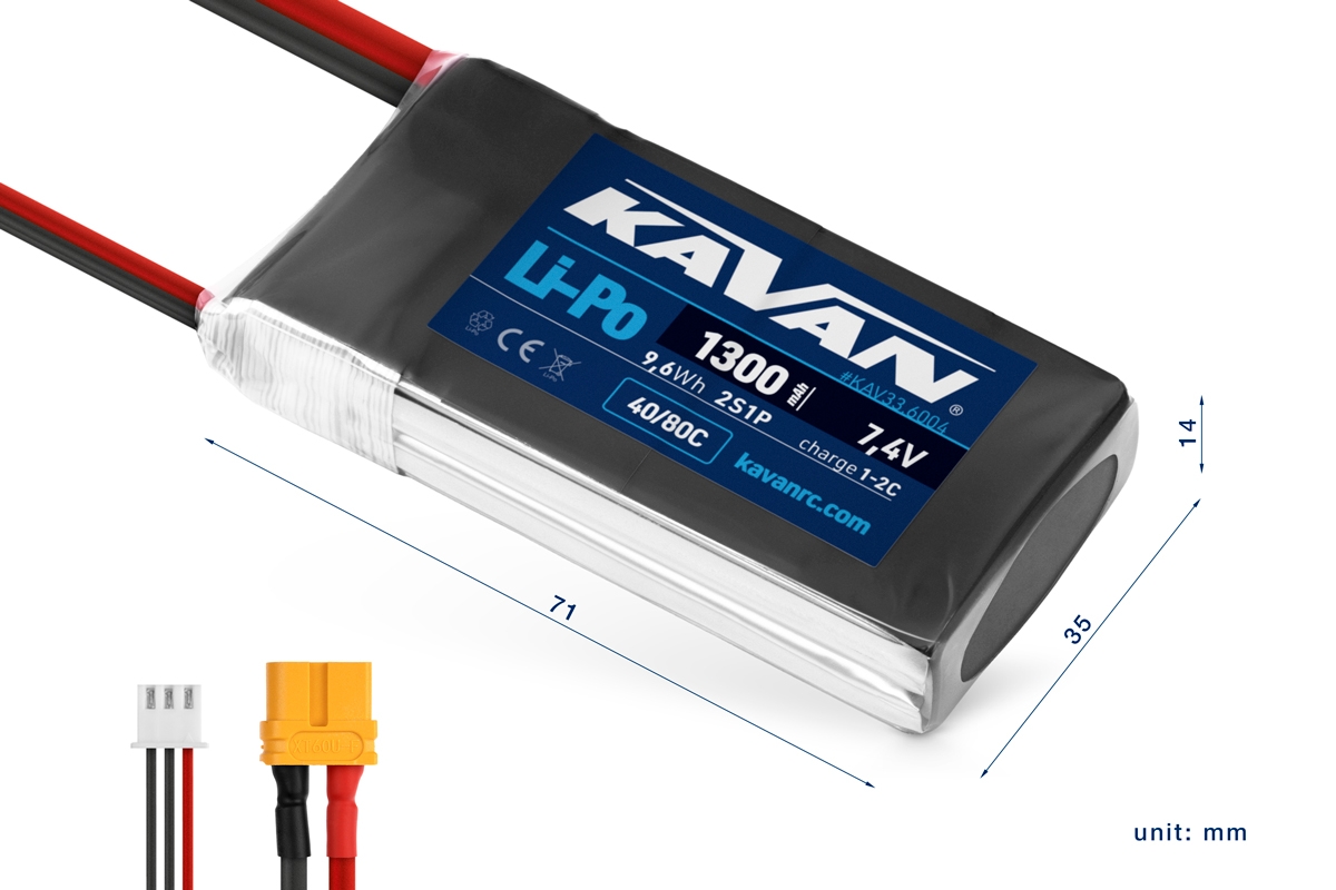 KAVAN Li-Po 1300mAh/7,4V 40/80C 9,6Wh,