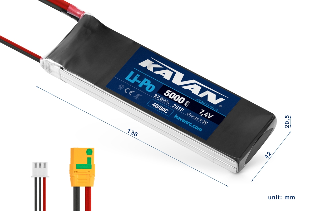 KAVAN Li-Po 5000mAh/7,4V 40/80C 37,0Wh